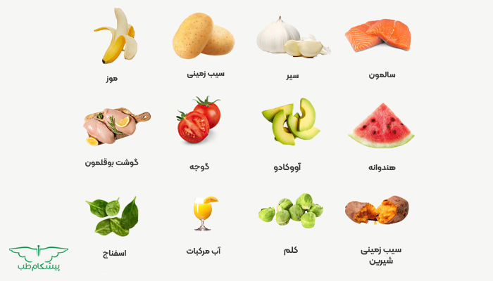 غذاهای غنی از پتاسیم